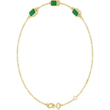 14K Yellow Gold Natural Emerald Bezel-Set 3-Stone 7 1/2" Bracelet