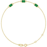14K Yellow Gold Natural Emerald Bezel-Set 3-Stone 7 1/2" Bracelet