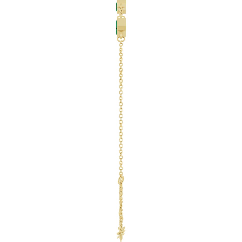 14K Yellow Gold Natural Emerald Bezel-Set 3-Stone 7 1/2" Bracelet