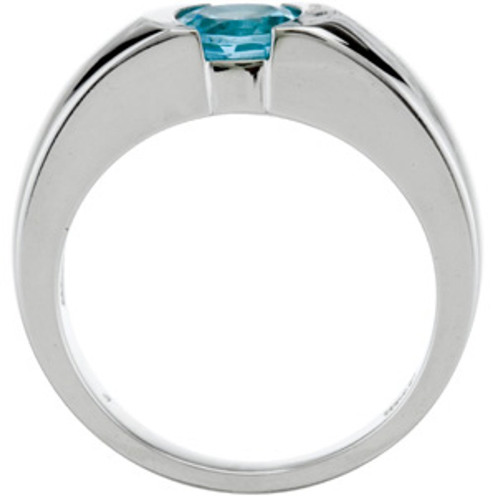 14K White Natural Aquamarine Ring