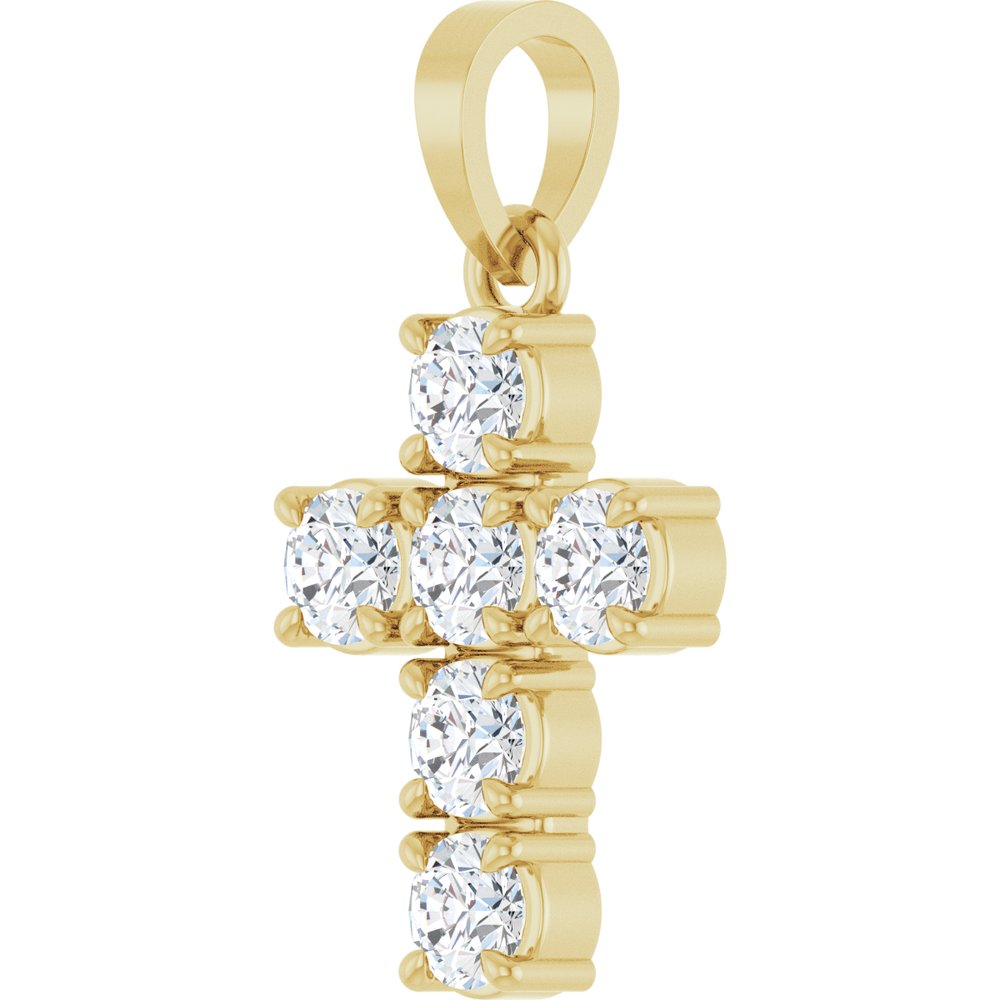 14K Yellow Gold 1/2 CTW Lab-Grown Diamond Cross Pendant