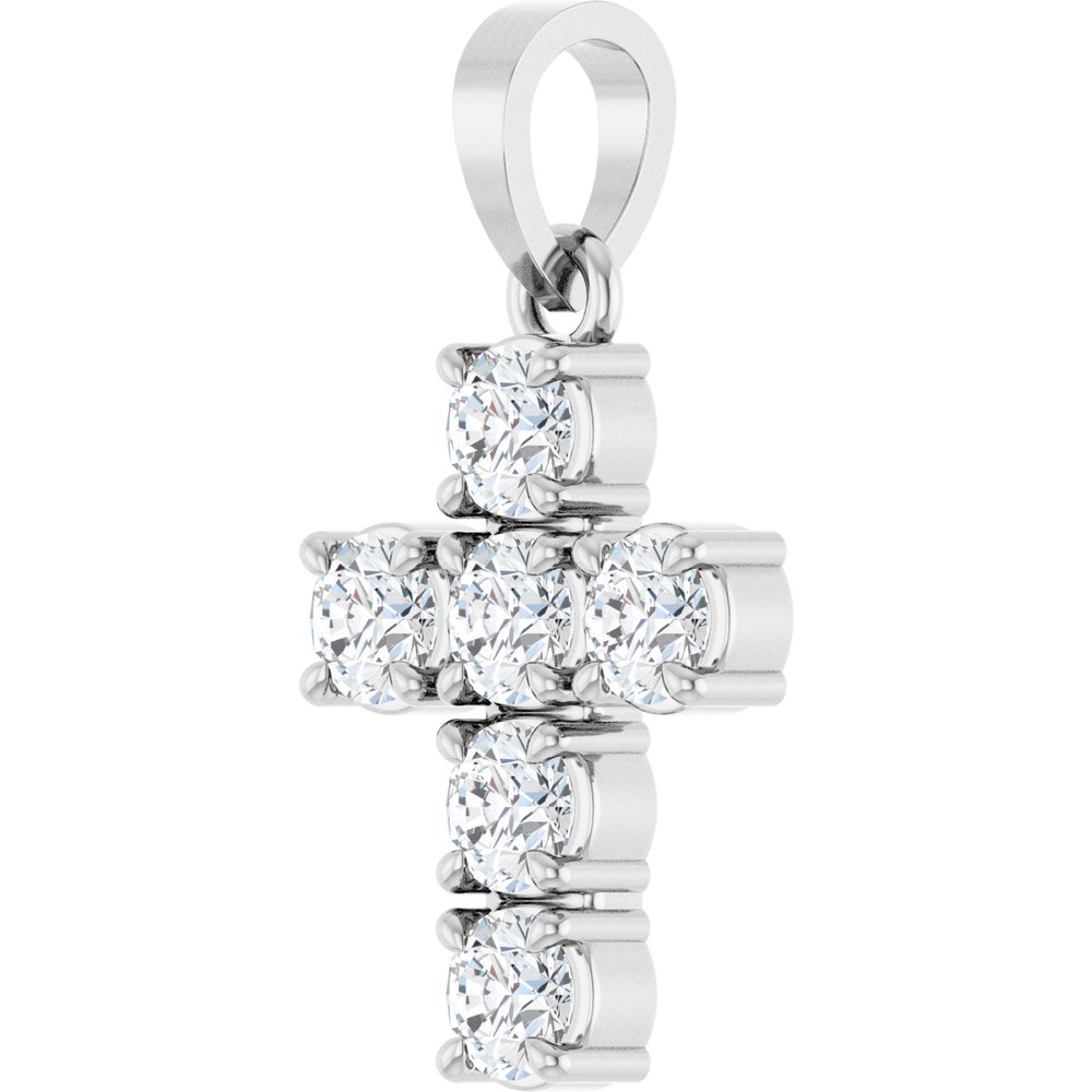 14K White Gold 1/2 CTW Lab-Grown Diamond Cross Pendant