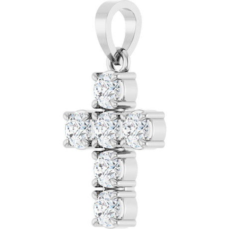 14K White Gold 1/2 CTW Lab-Grown Diamond Cross Pendant