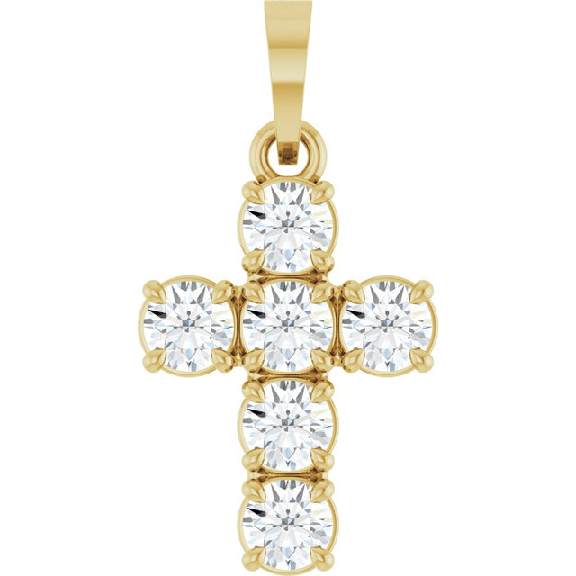 14K Yellow Gold 1/2 CTW Lab-Grown Diamond Cross Pendant