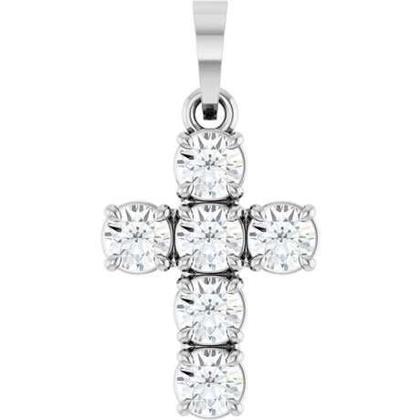 14K White Gold 1/2 CTW Lab-Grown Diamond Cross Pendant