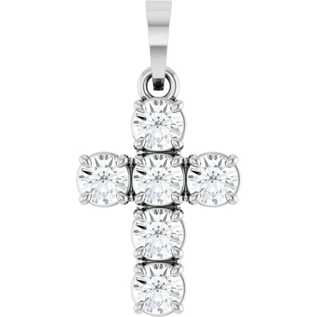 14K White Gold 1/2 CTW Lab-Grown Diamond Cross Pendant