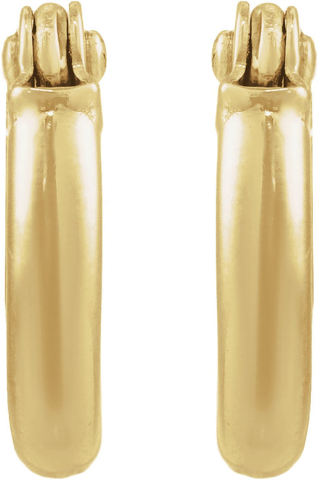 14K Yellow Gold Tube 10 mm Hoop Earrings