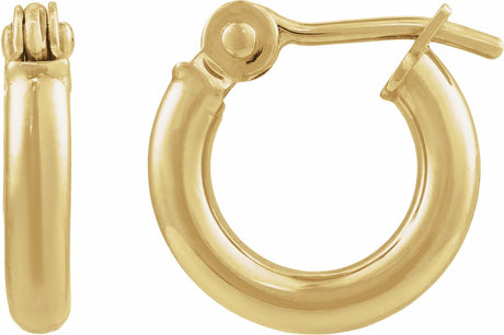 14K Yellow Gold Tube 10 mm Hoop Earrings