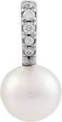 14K White Gold Cultured White Freshwater & .025 CTW Natural Diamond Pendant