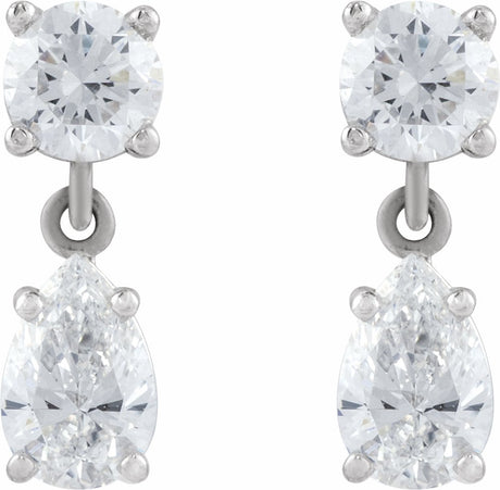 14K White Gold 1 1/2 CTW Lab-Grown Diamond Two-Stone Earrings