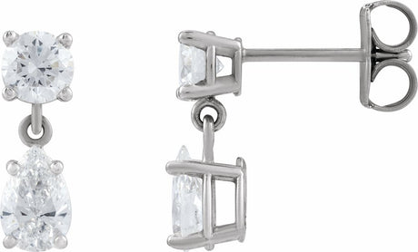 14K White Gold 1 1/2 CTW Lab-Grown Diamond Two-Stone Earrings