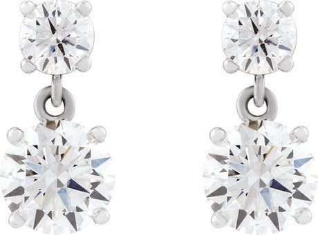 14K White Gold 2 1/2 CTW Lab-Grown Diamond Two-Stone Earrings