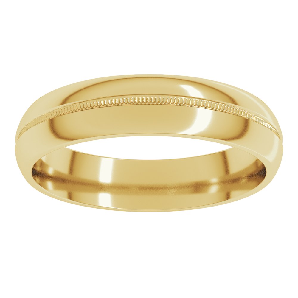 10K Yellow Gold 5 mm Center Milgrain Half-Round Band Size 10