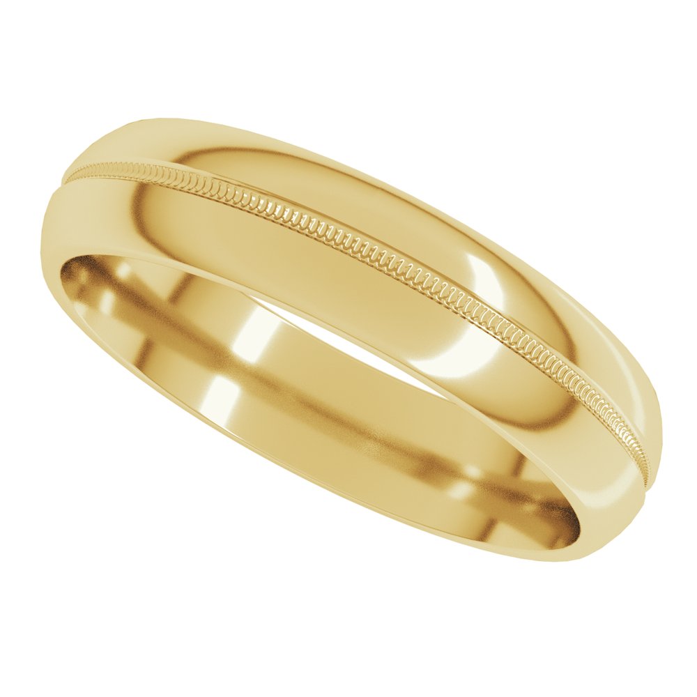 10K Yellow Gold 5 mm Center Milgrain Half-Round Band Size 10