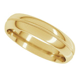 10K Yellow Gold 5 mm Center Milgrain Half-Round Band Size 10
