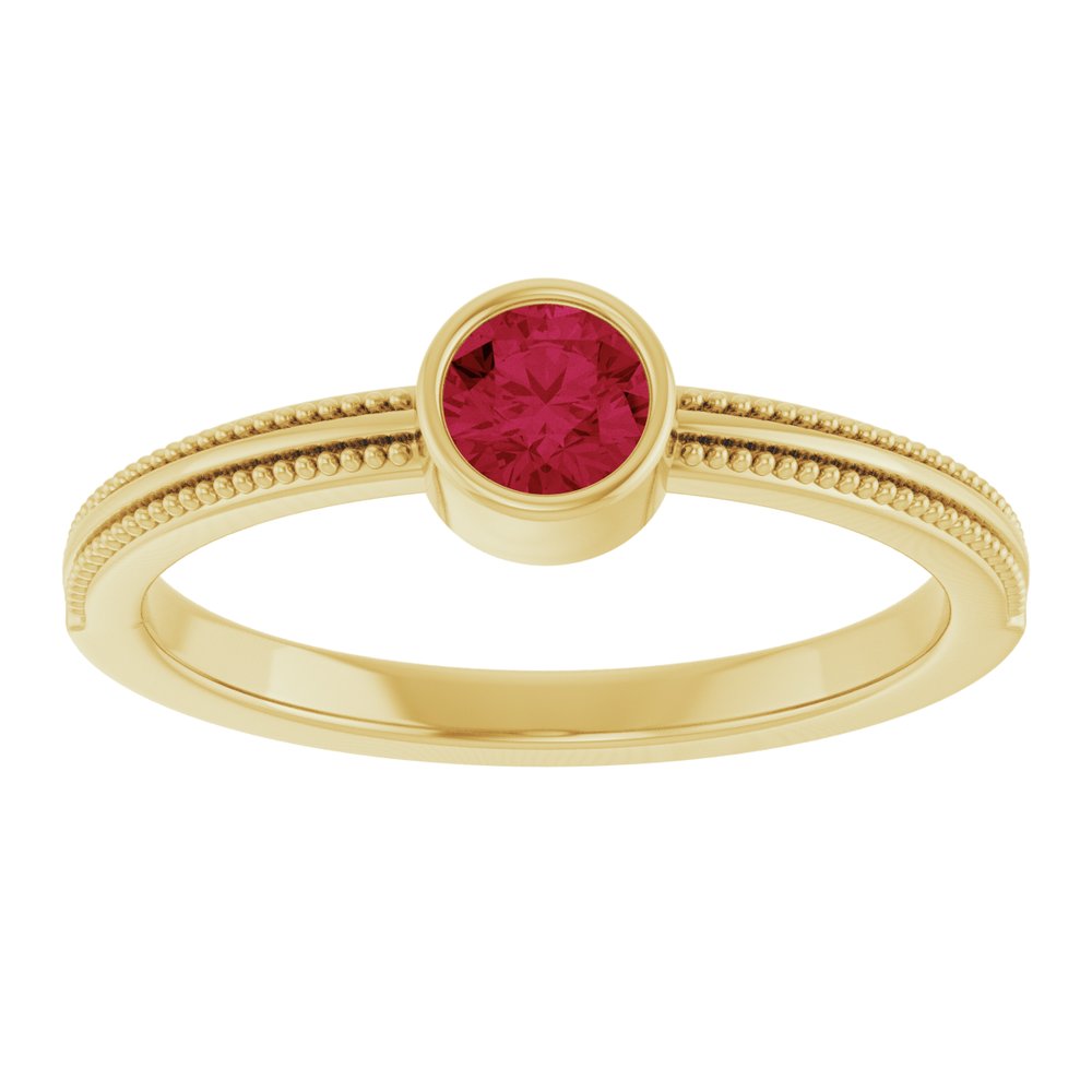 14K Yellow Gold Lab-Grown Ruby Bezel-Set Solitaire Ring