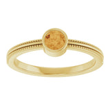 14K Yellow Gold Natural Citrine Bezel-Set Solitaire Ring