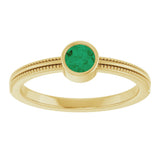 14K Yellow Gold Lab-Grown Emerald Bezel-Set Solitaire Ring