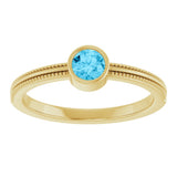 14K Yellow Gold Natural Aquamarine Bezel-Set Solitaire Ring