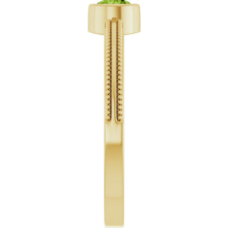 14K Yellow Gold Natural Peridot Bezel-Set Solitaire Ring