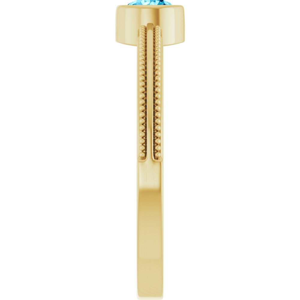 14K Yellow Gold Natural Aquamarine Bezel-Set Solitaire Ring