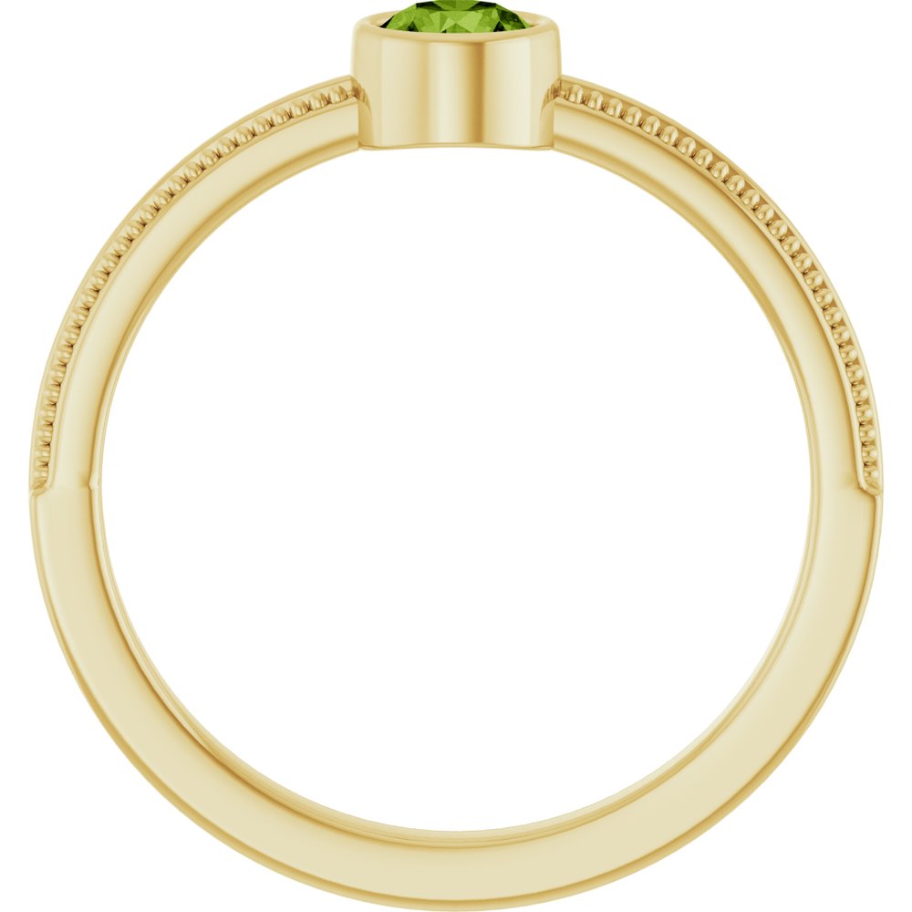 14K Yellow Gold Natural Peridot Bezel-Set Solitaire Ring