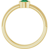 14K Yellow Gold Lab-Grown Emerald Bezel-Set Solitaire Ring