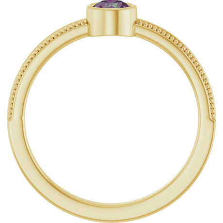 14K Yellow Gold Lab-Grown Alexandrite Bezel-Set Solitaire Ring