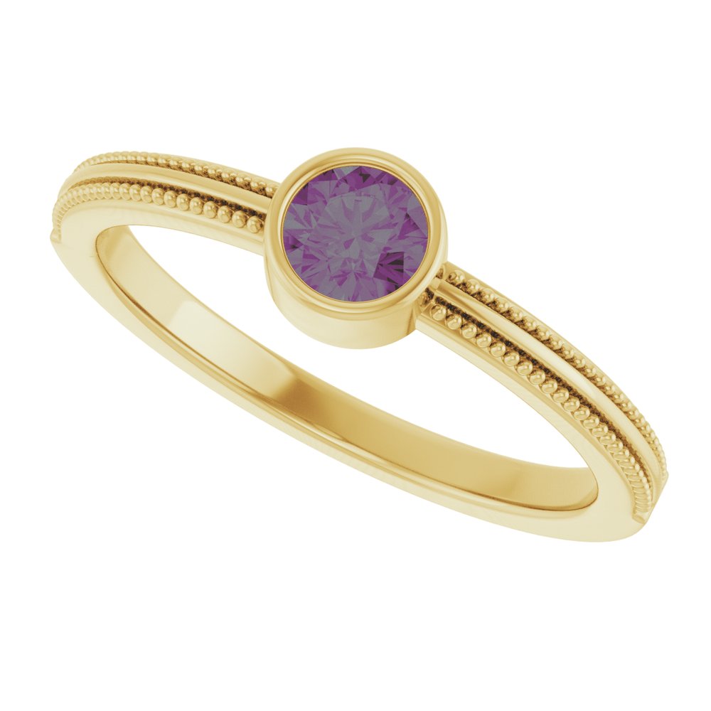 14K Yellow Gold Lab-Grown Alexandrite Bezel-Set Solitaire Ring