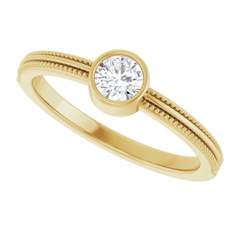 14K Yellow Gold Lab-Grown Diamond Bezel-Set Solitaire Ring