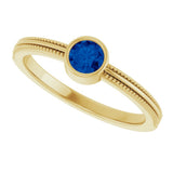 14K Yellow Gold Lab-Grown Blue Sapphire Bezel-Set Solitaire Ring