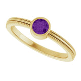 14K Yellow Gold Natural Amethyst Bezel-Set Solitaire Ring
