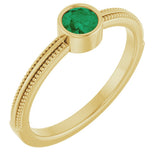14K Yellow Gold Lab-Grown Emerald Bezel-Set Solitaire Ring