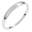 14K White Gold 2.5 mm Round Tapered Lightweight Band Size5.5