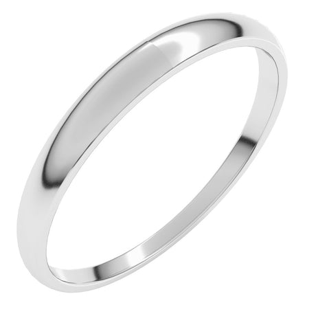 14K White Gold 2.5 mm Round Tapered Lightweight Band Size5.5