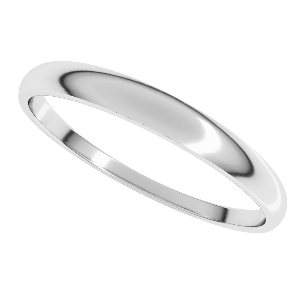 14K White Gold 2.5 mm Round Tapered Lightweight Band Size5.5