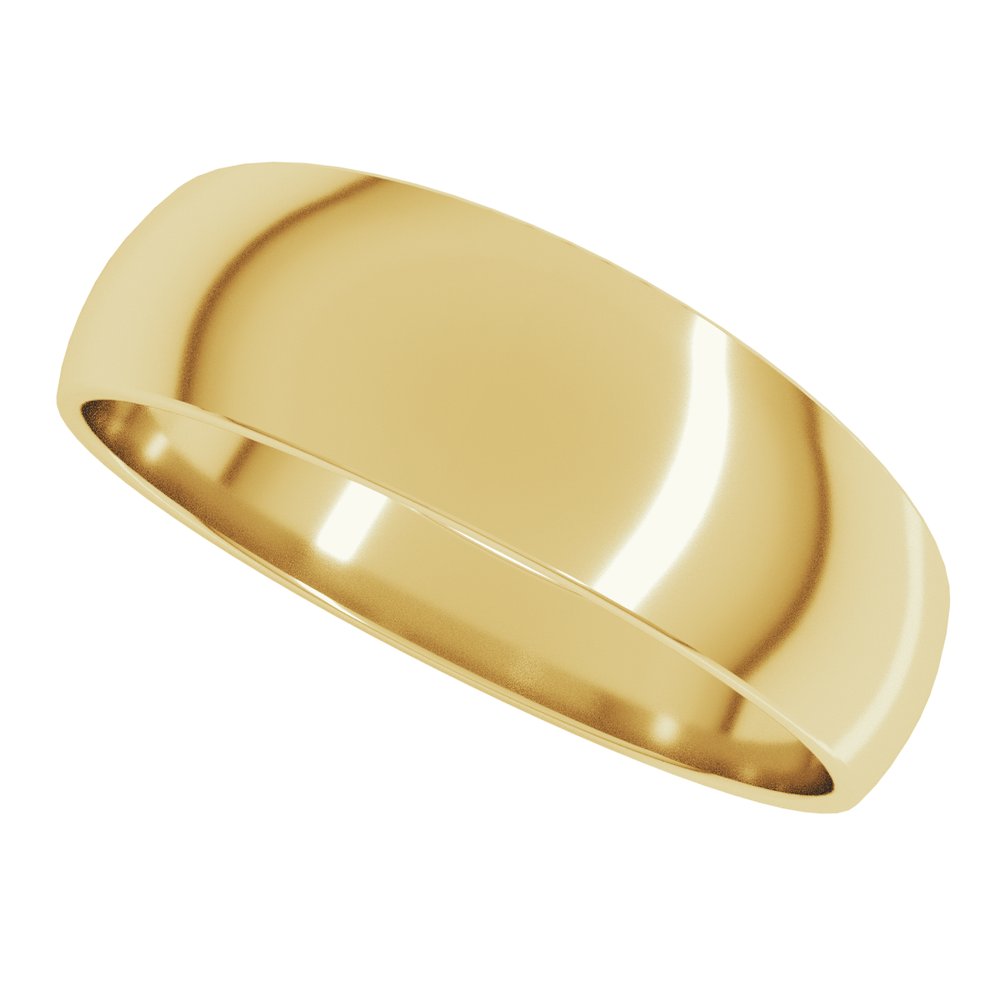 14K Yellow Gold 6 mm Round Tapered Lightweight Band Size7