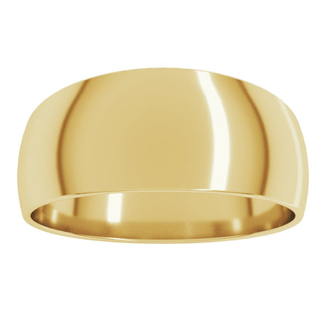 14K Yellow Gold 8 mm Round Tapered Lightweight Band Size6