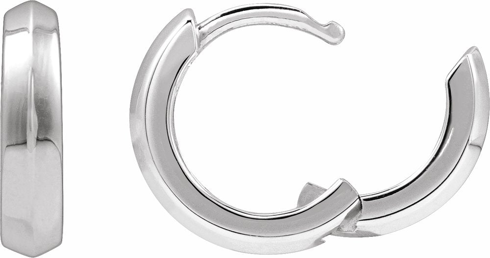 14K White Gold Knife-Edge Hinge 11.9 mm Hoop Earring
