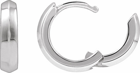 14K White Gold Knife-Edge Hinge 11.9 mm Hoop Earring