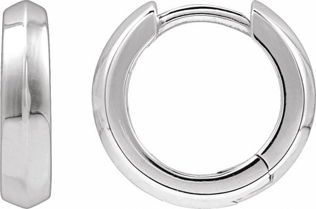 14K White Gold Knife-Edge Hinge 11.9 mm Hoop Earring