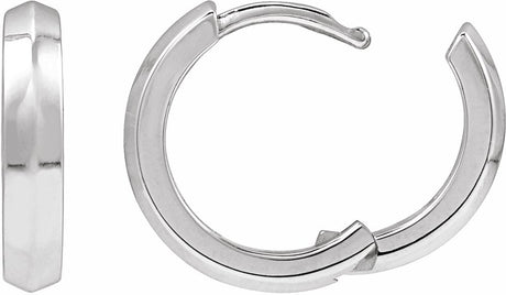 14K White Gold Knife-Edge Hinge 14.5 mm Hoop Earring
