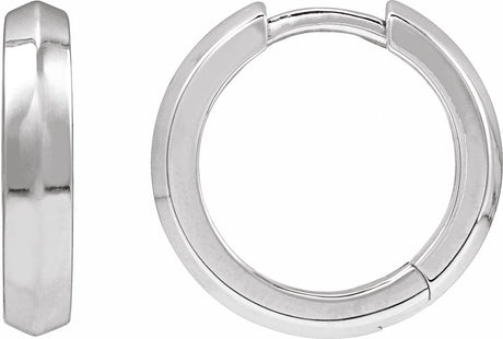 14K White Gold Knife-Edge Hinge 14.5 mm Hoop Earring