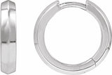 14K White Gold Knife-Edge Hinge 14.5 mm Hoop Earring