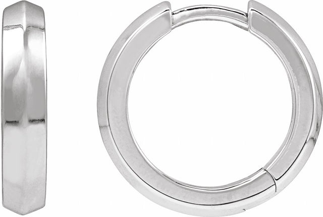 14K White Gold Knife-Edge Hinge 14.5 mm Hoop Earring