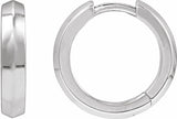 14K White Gold Knife-Edge Hinge 14.5 mm Hoop Earring