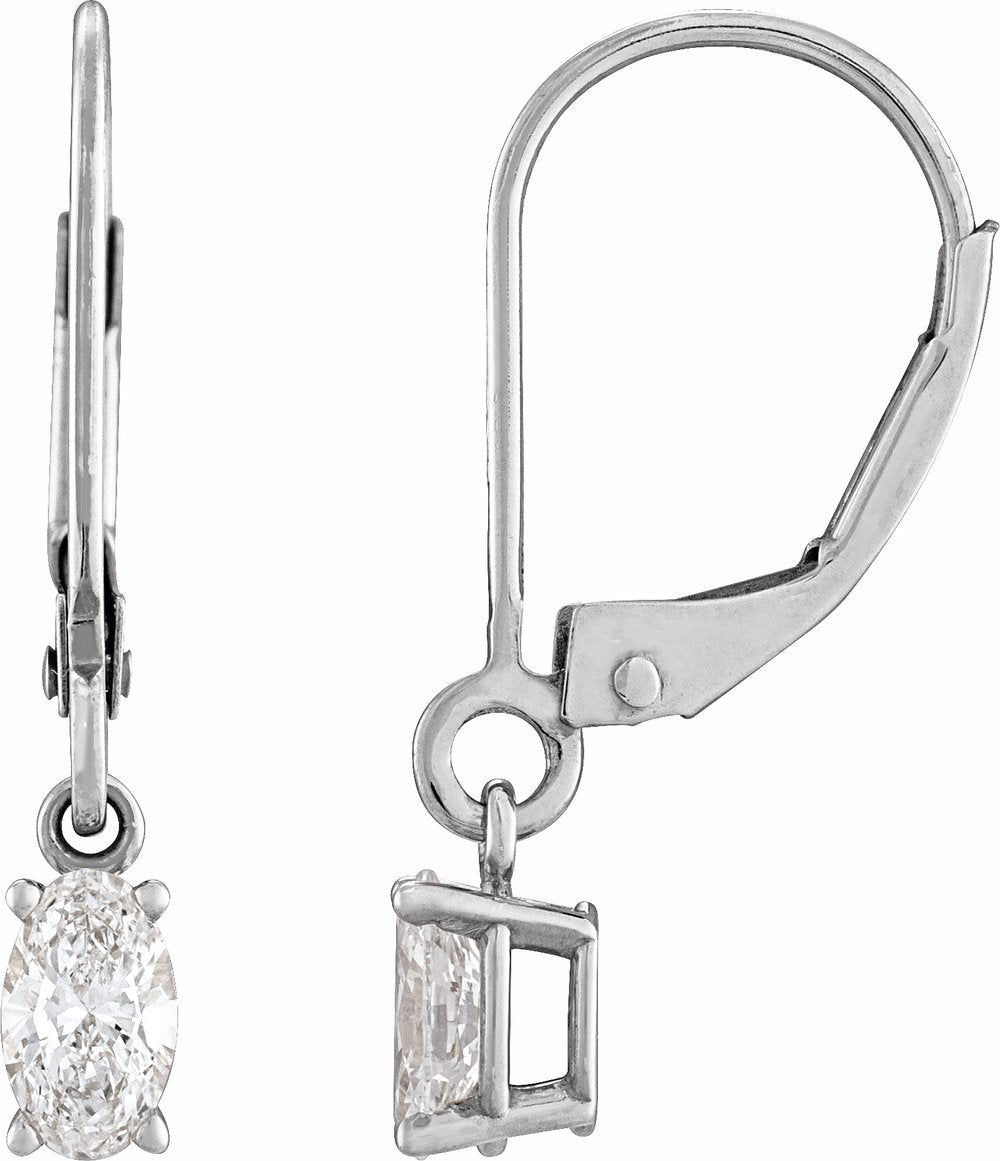 14K White Gold 3/4 CT Lab-Grown Diamond Dangle Earrings
