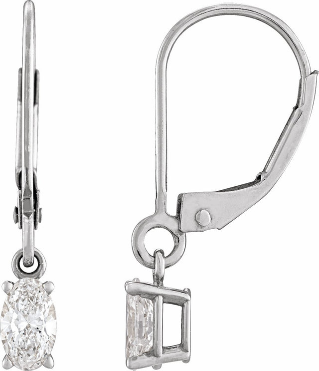 14K White Gold 3/4 CT Lab-Grown Diamond Dangle Earrings
