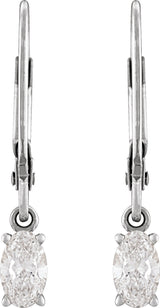 14K White Gold 1/2 CT Natural Diamond Dangle Earrings