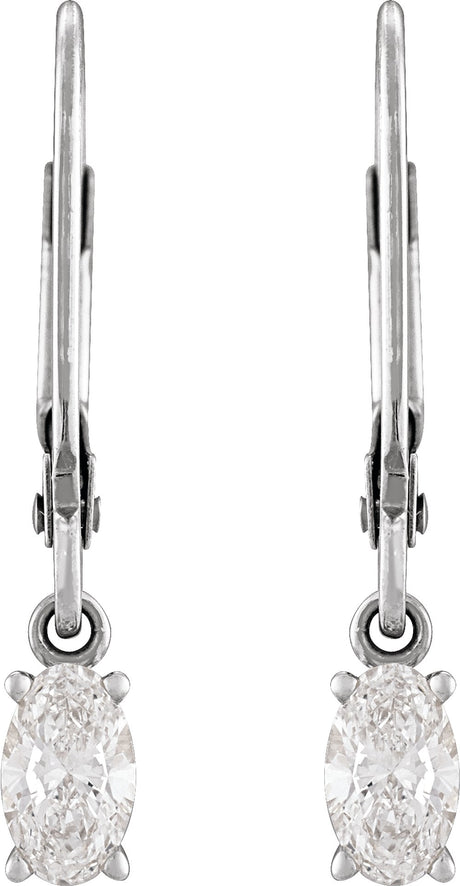 14K White Gold 1/2 CT Natural Diamond Dangle Earrings